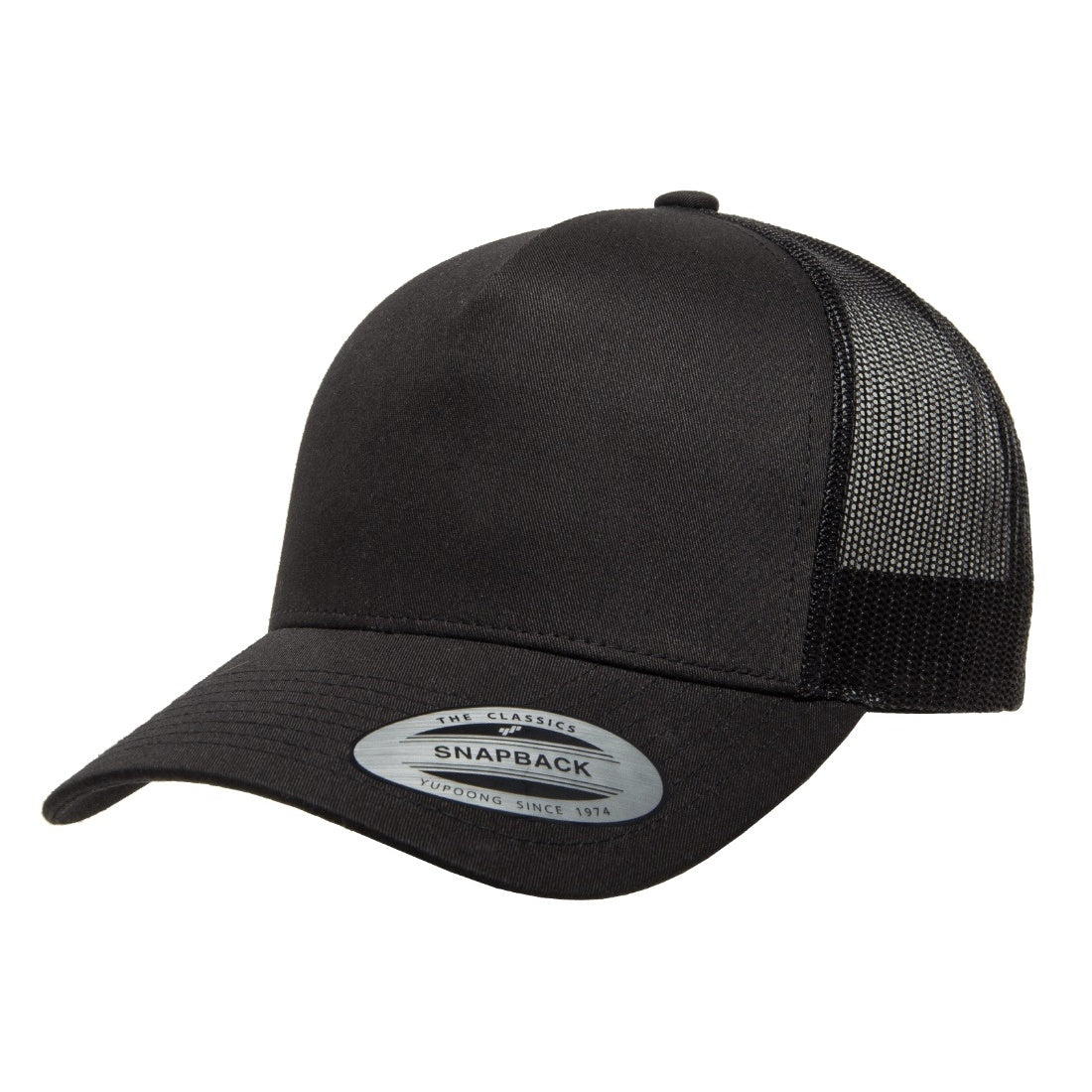 Black - Pack Shot - Flexfit By Yupoong 5 Panel Retro Trucker Cap