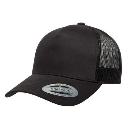 Black - Pack Shot - Flexfit By Yupoong 5 Panel Retro Trucker Cap