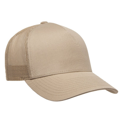 Khaki - Lifestyle - Flexfit By Yupoong 5 Panel Retro Trucker Cap