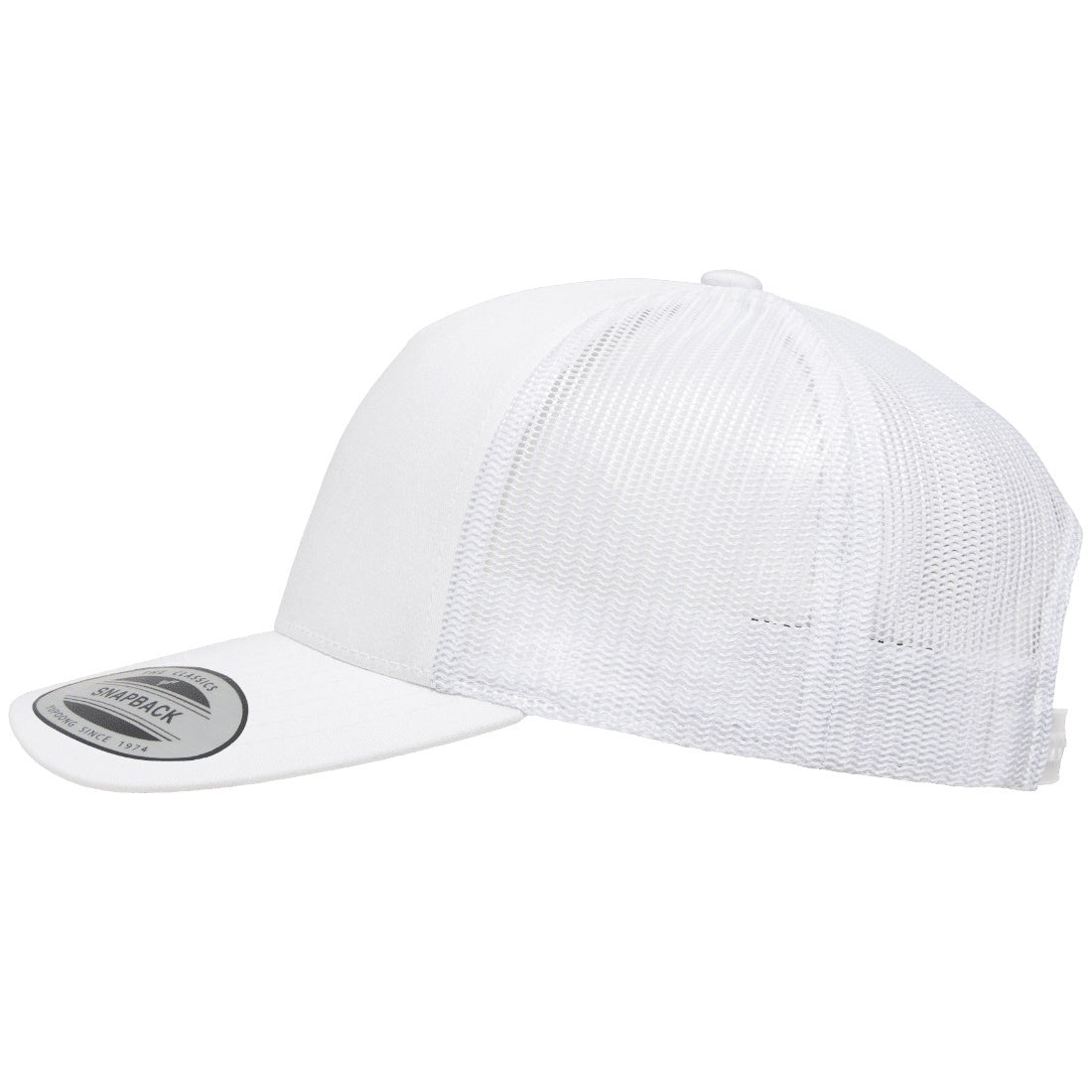 White - Side - Flexfit By Yupoong 5 Panel Retro Trucker Cap