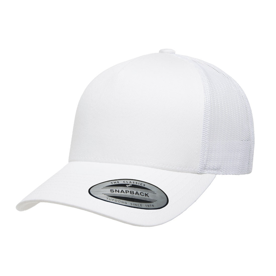 White - Pack Shot - Flexfit By Yupoong 5 Panel Retro Trucker Cap