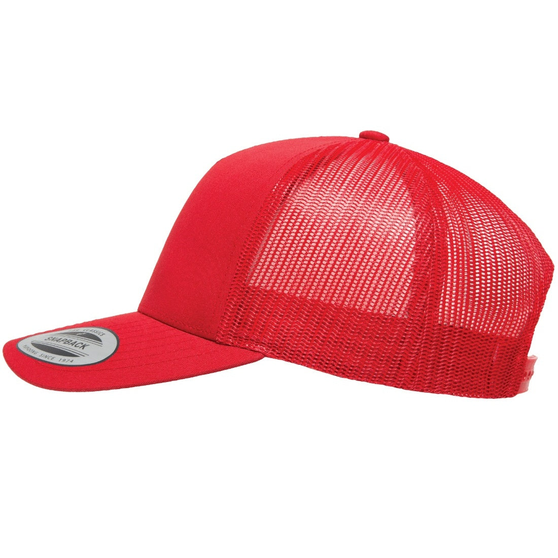 Red - Side - Flexfit By Yupoong 5 Panel Retro Trucker Cap