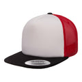 Red-White-Black - Pack Shot - Flexfit By Yupoong Foam Trucker Cap With White Front