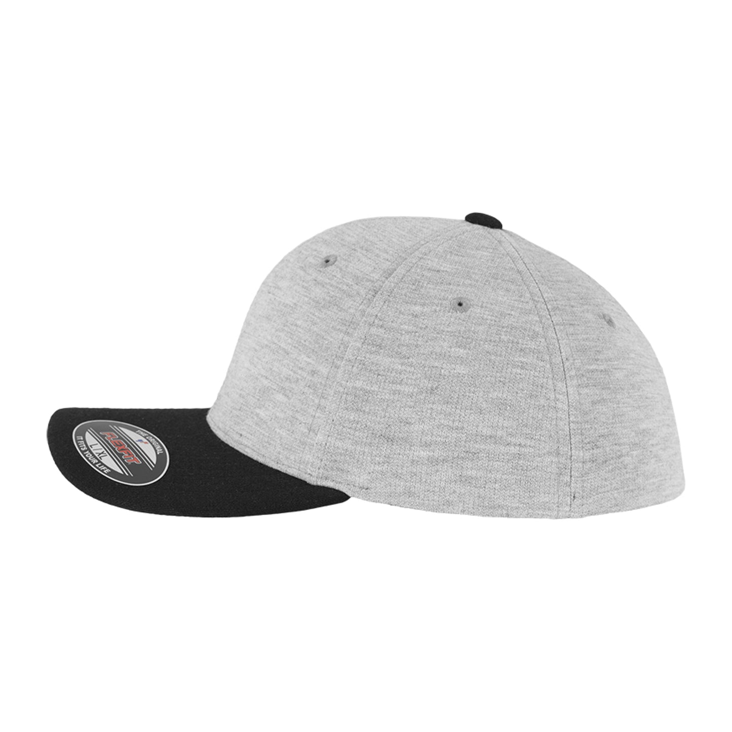 Grey-Black - Side - Flexfit By Yupoong Double Jersey 2 Tone Cap
