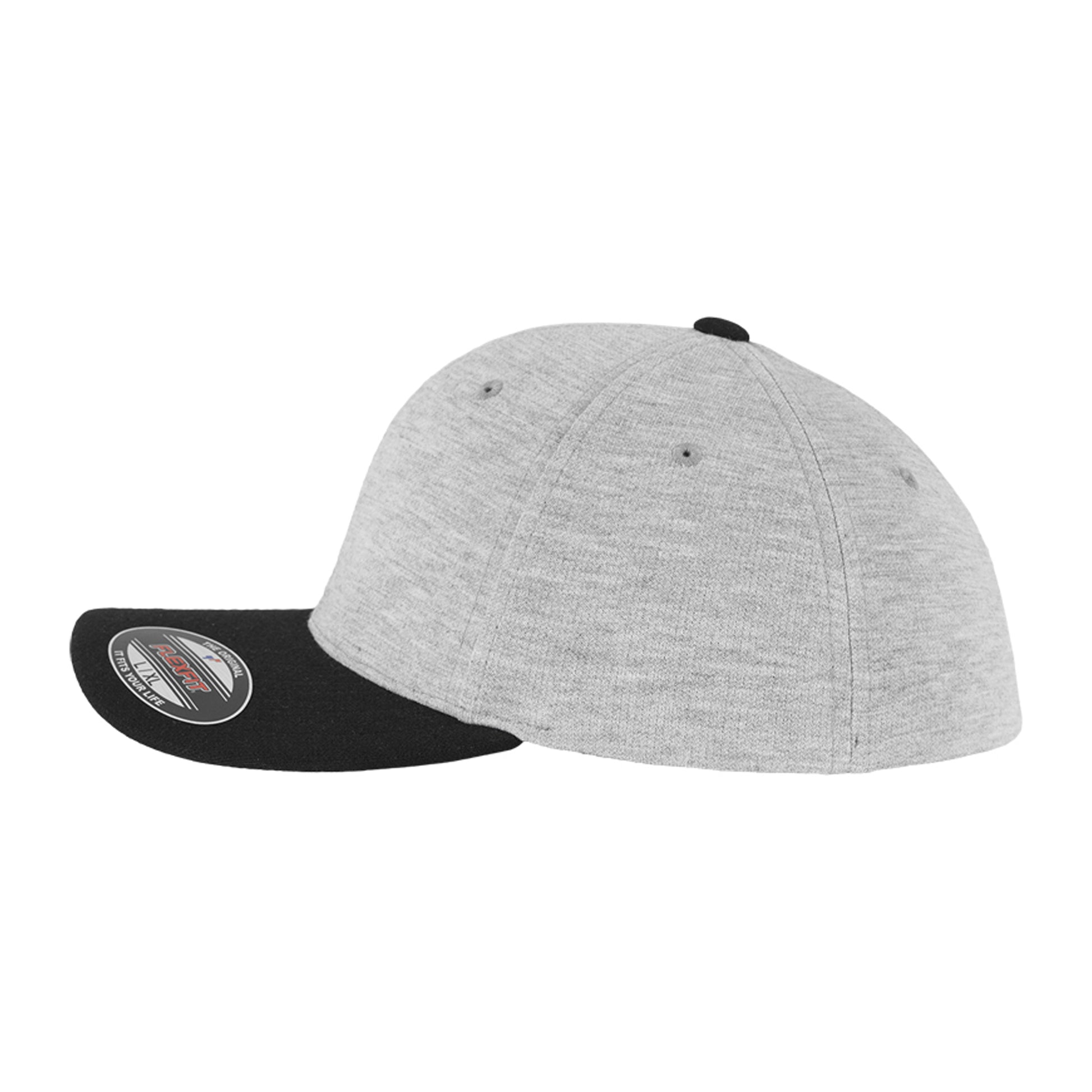 Grey-Black - Side - Flexfit By Yupoong Double Jersey 2 Tone Cap