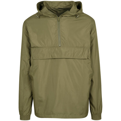 Olive - Front - Build Your Brand Unisex Adults Basic Pullover Jacket