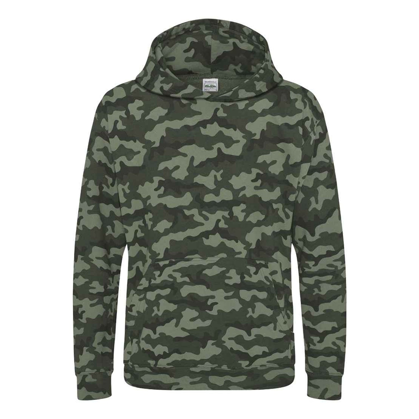 Green Camo - Front - Awdis Childrens-Kids Camo Hoodie