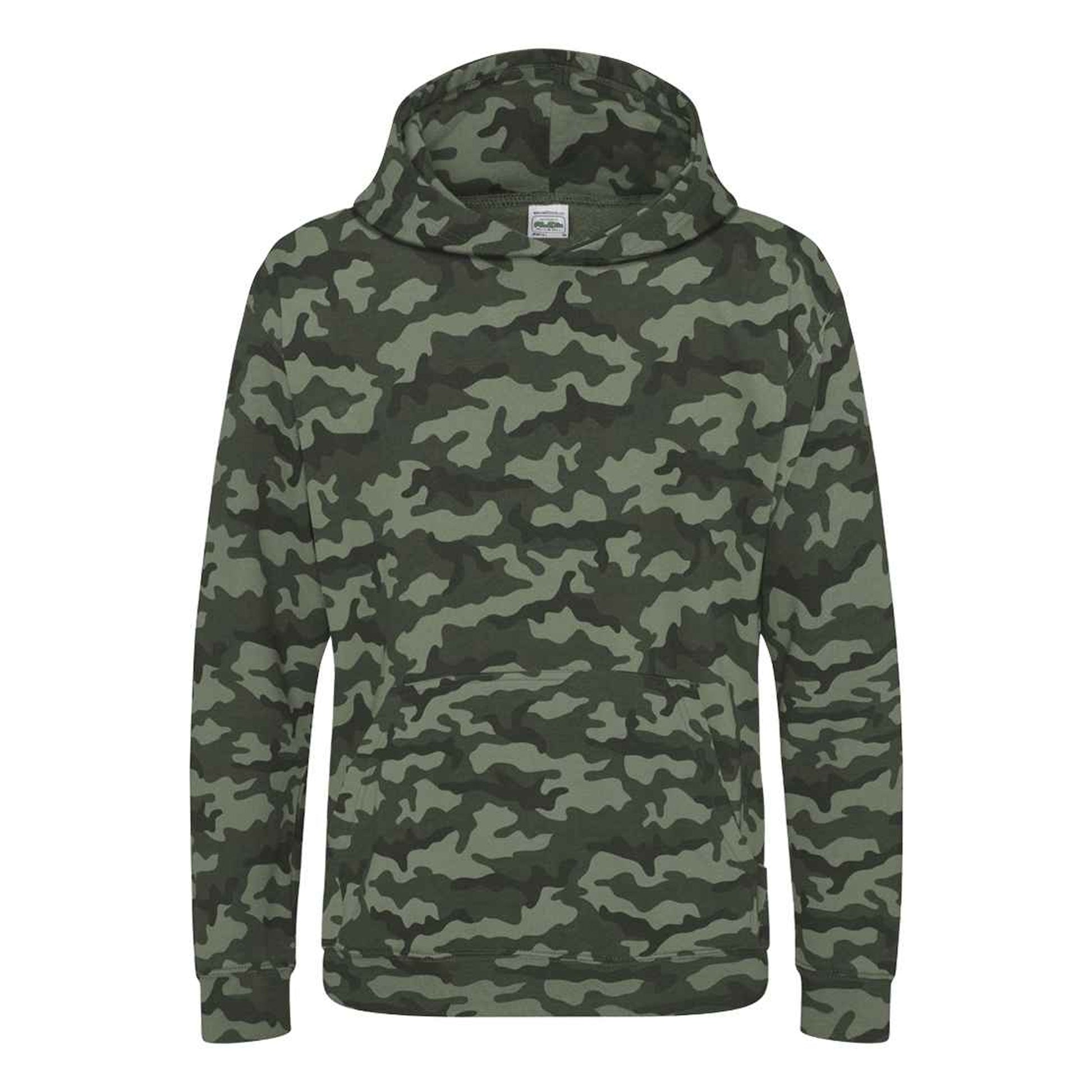 Green Camo - Front - Awdis Childrens-Kids Camo Hoodie