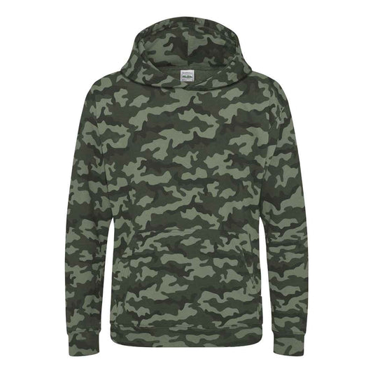 Green Camo - Front - Awdis Childrens-Kids Camo Hoodie