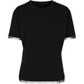 Black - Front - Build Your Brand Womens-Ladies Lace Decoration T-Shirt
