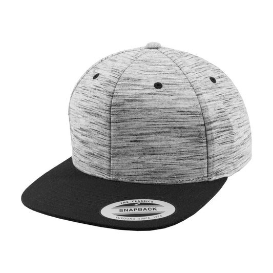 Black- Grey - Front - Flexfit By Yupoong Unisex Stripes Melange Crown Snapback Cap