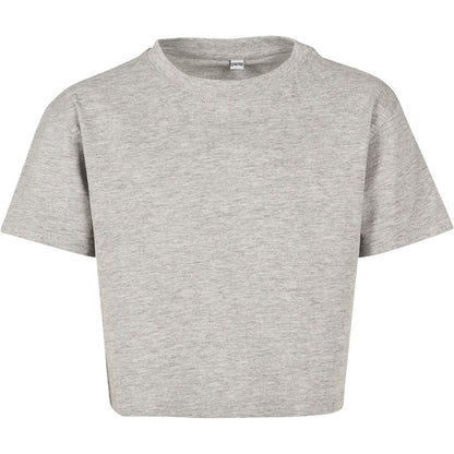 Heather Grey - Front - Build Your Brand Girls Cropped T-Shirt