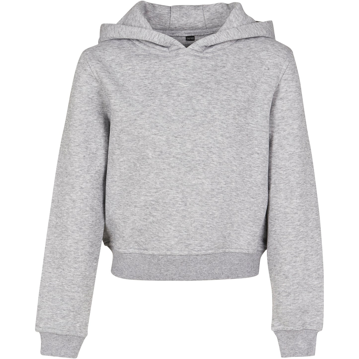 Heather Grey - Front - Build Your Brand Girls Cropped Hoodie