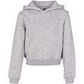 Heather Grey - Front - Build Your Brand Girls Cropped Hoodie