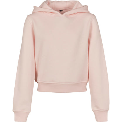 Pink - Front - Build Your Brand Girls Cropped Hoodie
