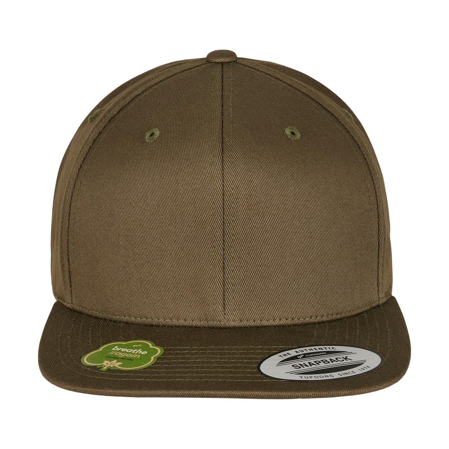 Burnt Olive - Back - Flexfit by Yupoong Unisex Organic Cotton Snapback Cap