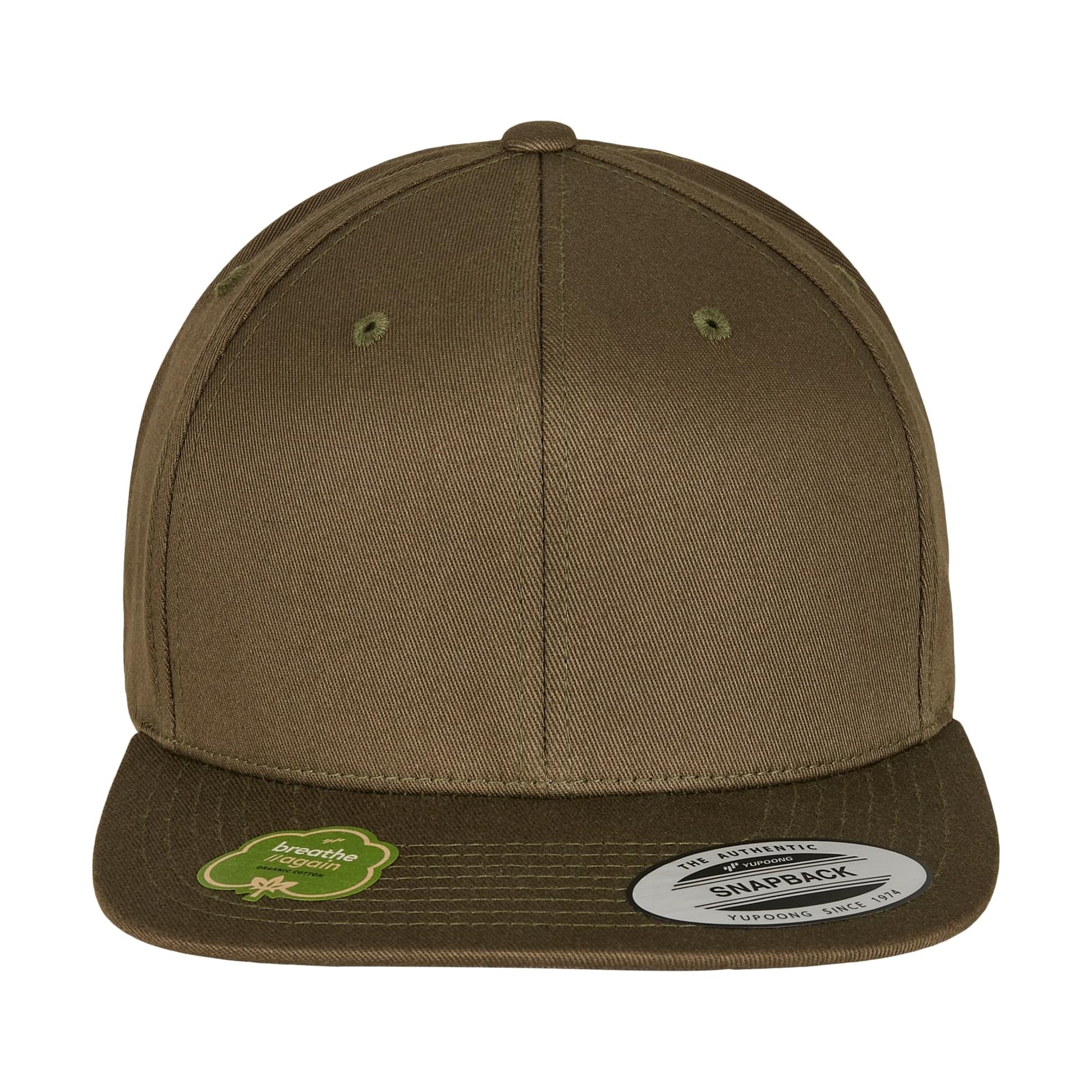 Burnt Olive - Back - Flexfit by Yupoong Unisex Organic Cotton Snapback Cap