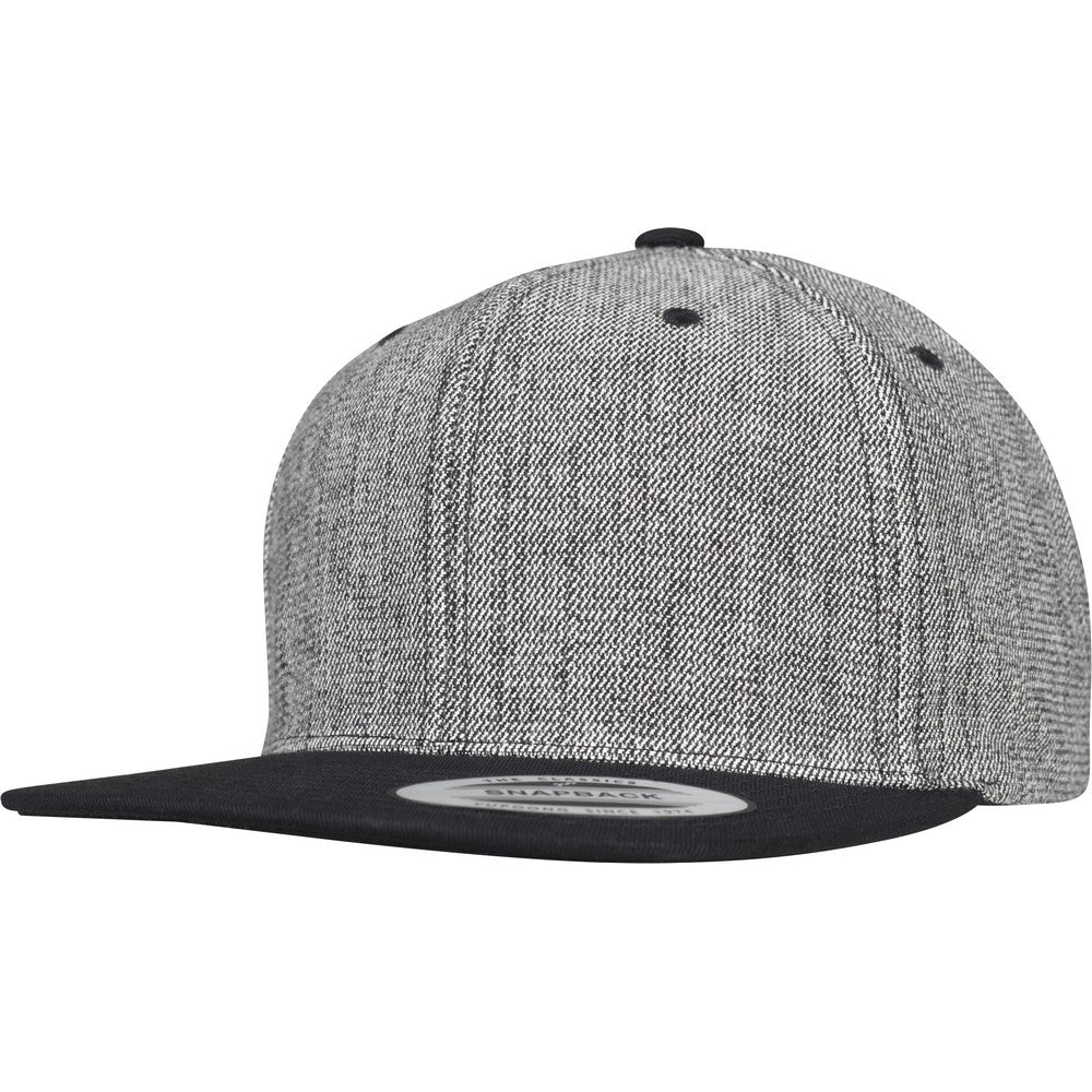Black-Melange-Black - Front - Flexfit By Yupoong Unisex Melange Solid Snapback Cap