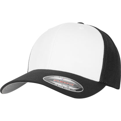 Black-White - Front - Flexfit by Yupoong Adults Unisex Coloured Front Mesh Trucker Cap