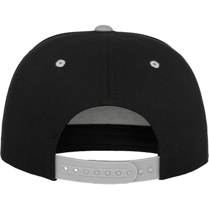 Black-Silver - Close up - Flexfit by Yupoong Unisex Classic 5 Panel Two Tone Snapback Cap