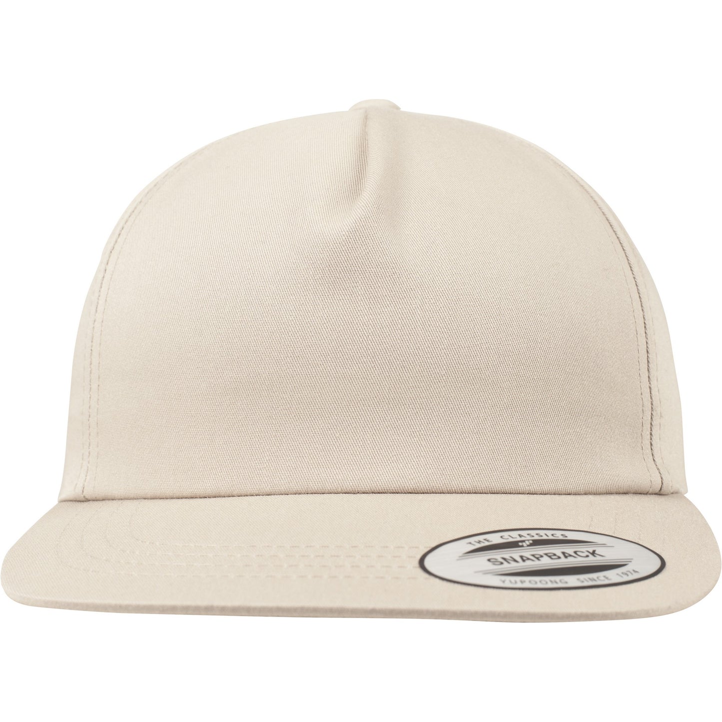 Khaki - Back - Yupoong Flexfit Unisex Unstructured 5 Panel Snapback Cap