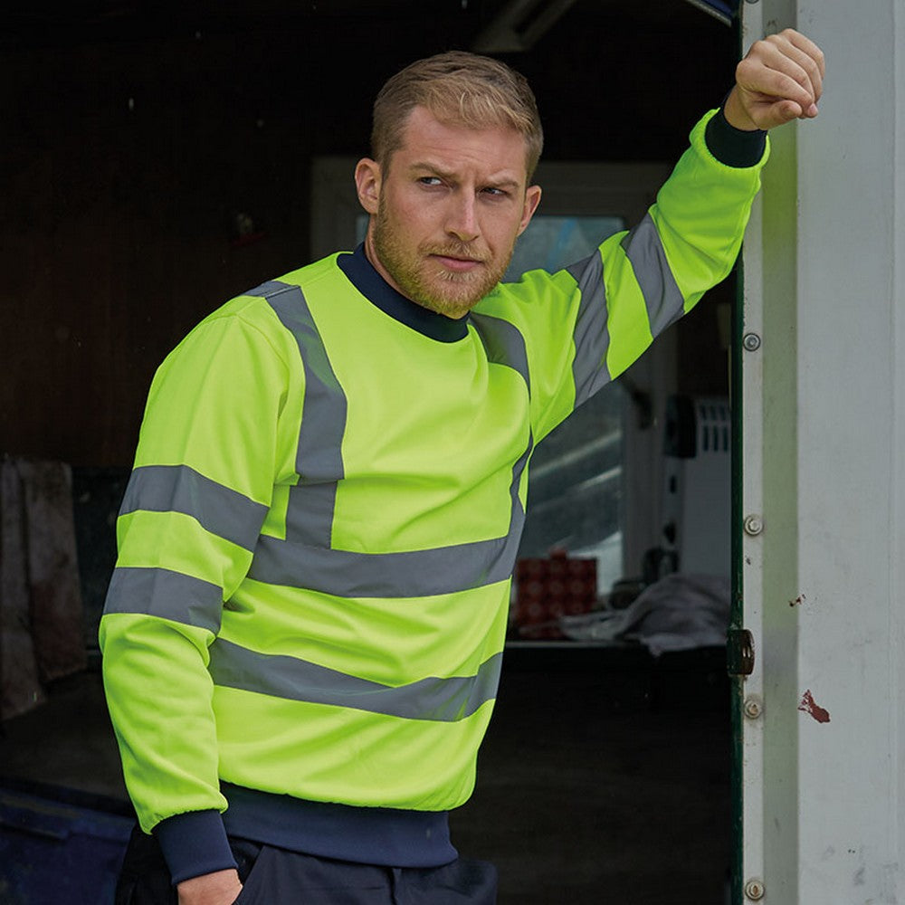 Yellow-Navy - Back - PRO RTX Mens High Visibility Sweatshirt