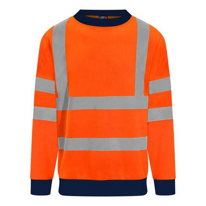 Orange-Navy - Front - PRO RTX Mens High Visibility Sweatshirt