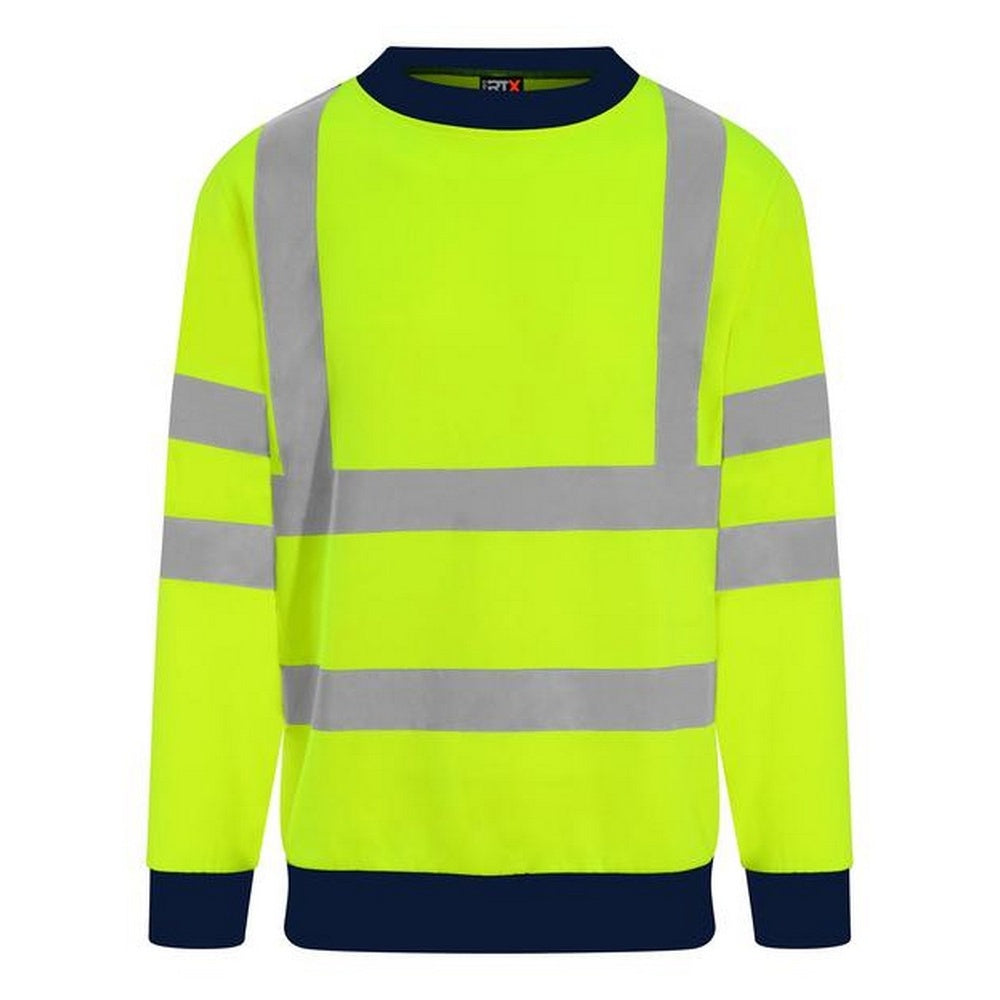 Yellow-Navy - Front - PRO RTX Mens High Visibility Sweatshirt