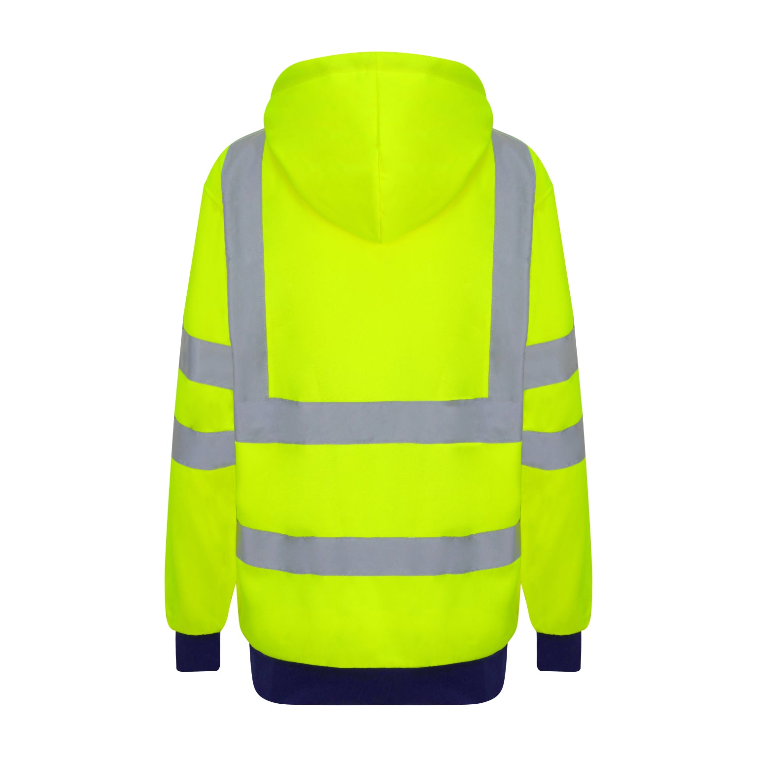 Yellow-Navy - Back - Pro RTX High Visibility Unisex Adults Reflective Hoodie