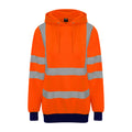 Orange-Navy - Front - Pro RTX High Visibility Unisex Adults Reflective Hoodie
