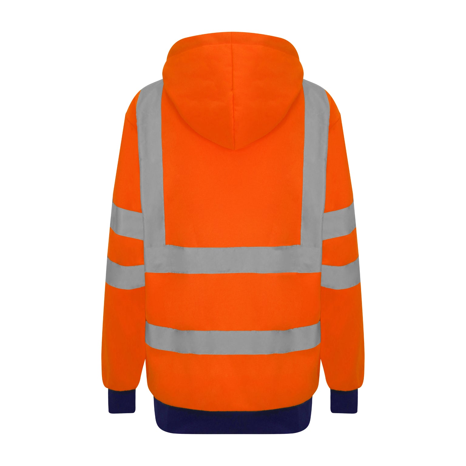 Orange-Navy - Back - Pro RTX High Visibility Unisex Adults Reflective Hoodie