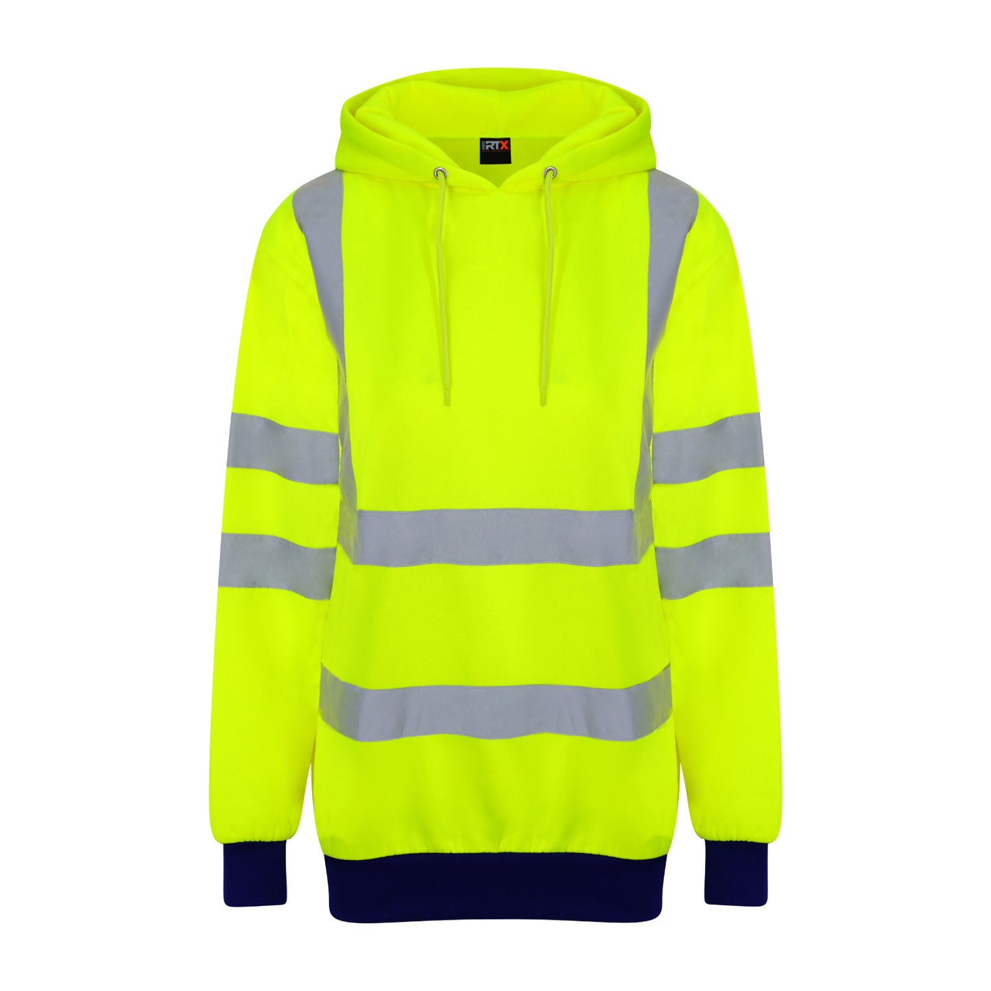 Yellow-Navy - Front - Pro RTX High Visibility Unisex Adults Reflective Hoodie