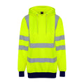Yellow-Navy - Front - Pro RTX High Visibility Unisex Adults Reflective Hoodie