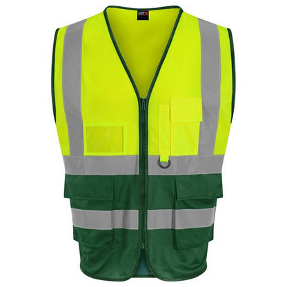 Hi Vis Yellow-Paramedic Green - Front - Pro RTX High Visibility Unisex Adults Executive Waistcoat