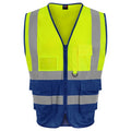 Hi Vis Yellow-Royal Blue - Front - Pro RTX High Visibility Unisex Adults Executive Waistcoat