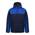 Navy-Royal Blue - Front - Finden and Hales Unisex Adults Hooded Contrast Padded Jacket