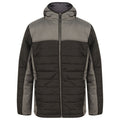 Black-Gunmetal Grey - Front - Finden and Hales Unisex Adults Hooded Contrast Padded Jacket