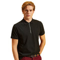 Black - Side - Asquith & Fox Mens Zip Polo Shirt