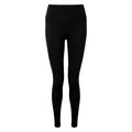 Black-Black - Front - TriDri Womens-Ladies Rib Knit Contrast Bottom Yoga Leggings