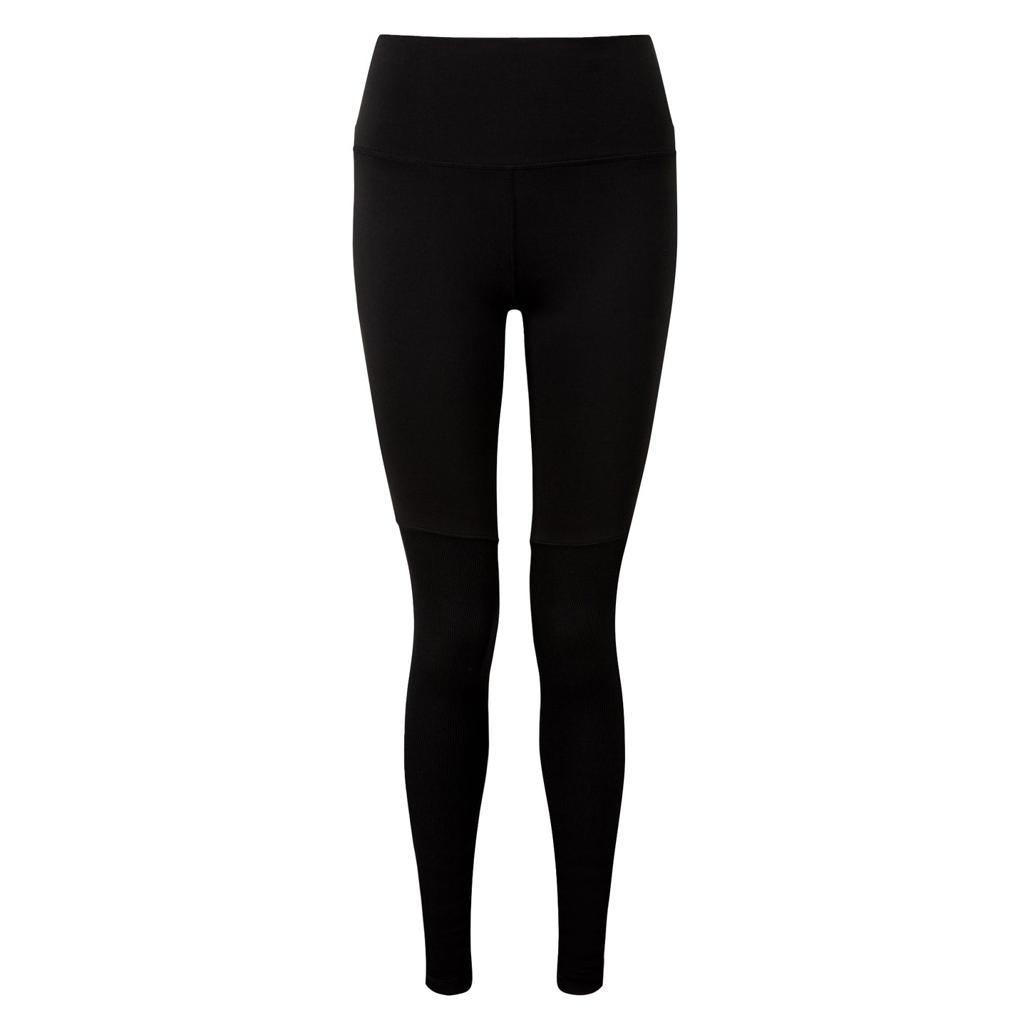 Black-Black - Front - TriDri Womens-Ladies Rib Knit Contrast Bottom Yoga Leggings