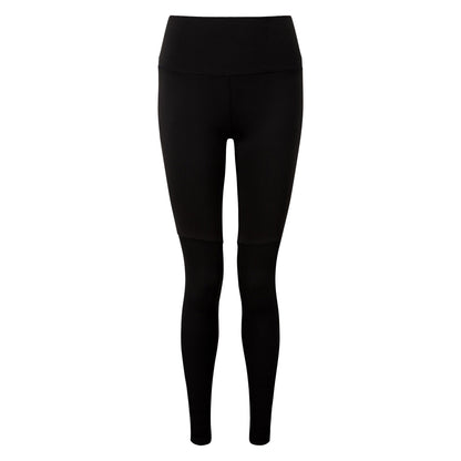 Black-Black - Front - TriDri Womens-Ladies Rib Knit Contrast Bottom Yoga Leggings