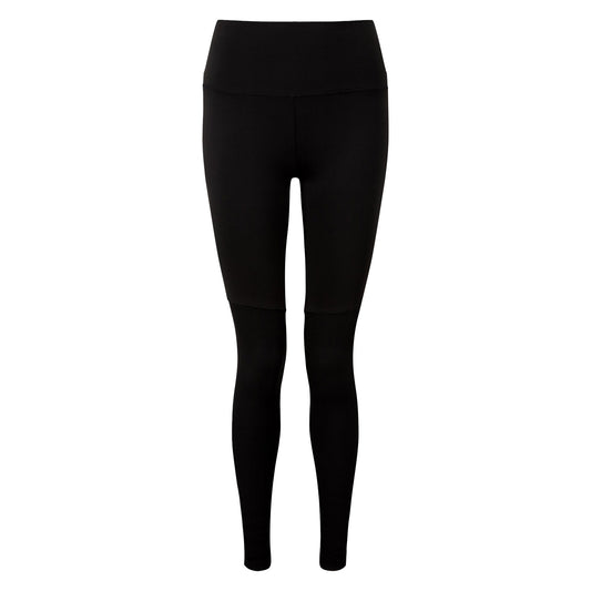 Black-Black - Front - TriDri Womens-Ladies Rib Knit Contrast Bottom Yoga Leggings
