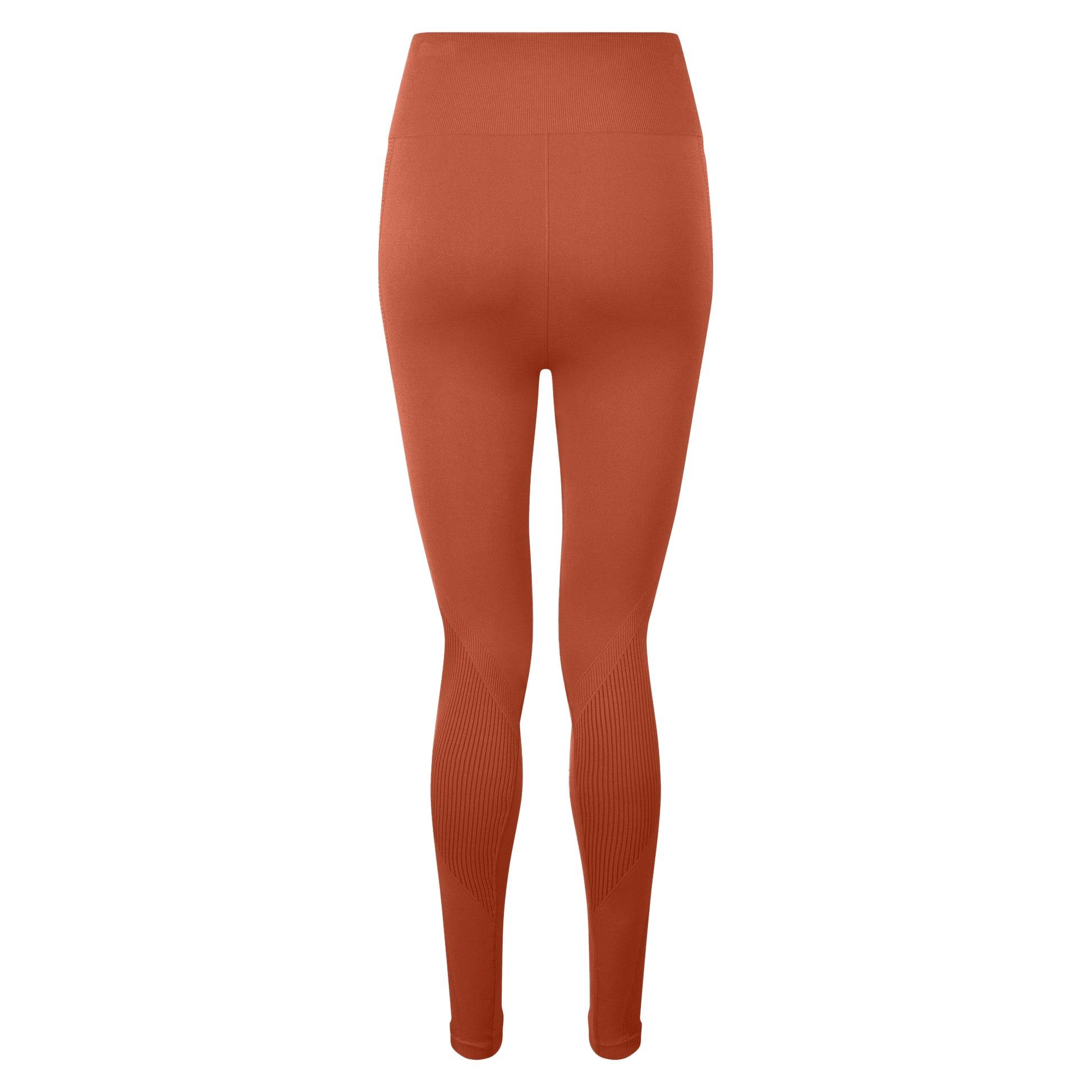 Rust - Back - TriDri Women-Ladies Seamless 3D Fit Multi-Sport Sculpt Solid Colour Leggings