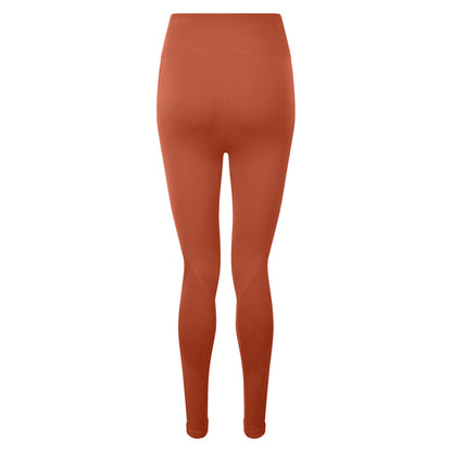 Rust - Back - TriDri Women-Ladies Seamless 3D Fit Multi-Sport Sculpt Solid Colour Leggings