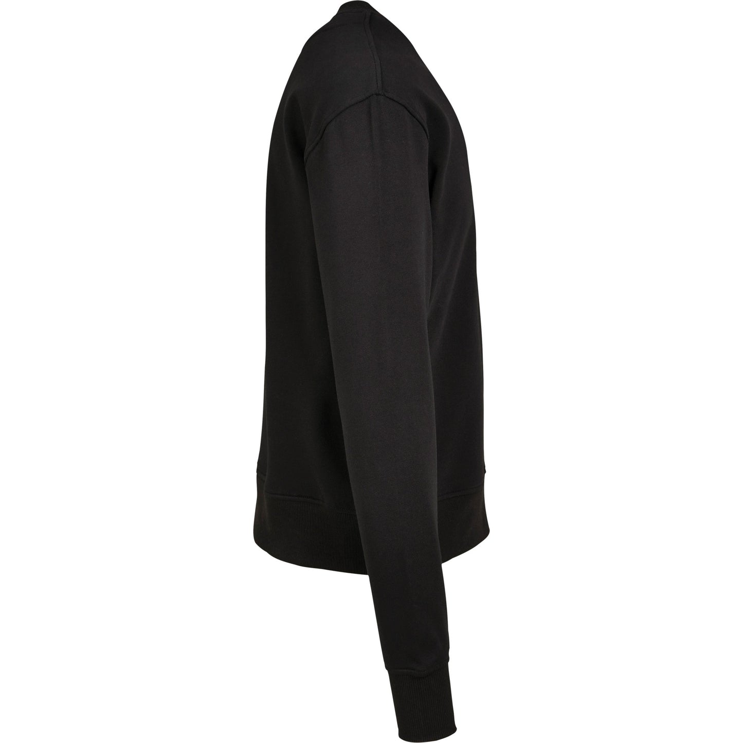 Black - Side - Build Your Brand Unisex Adults Premium Oversize Crew Neck Sweatshirt