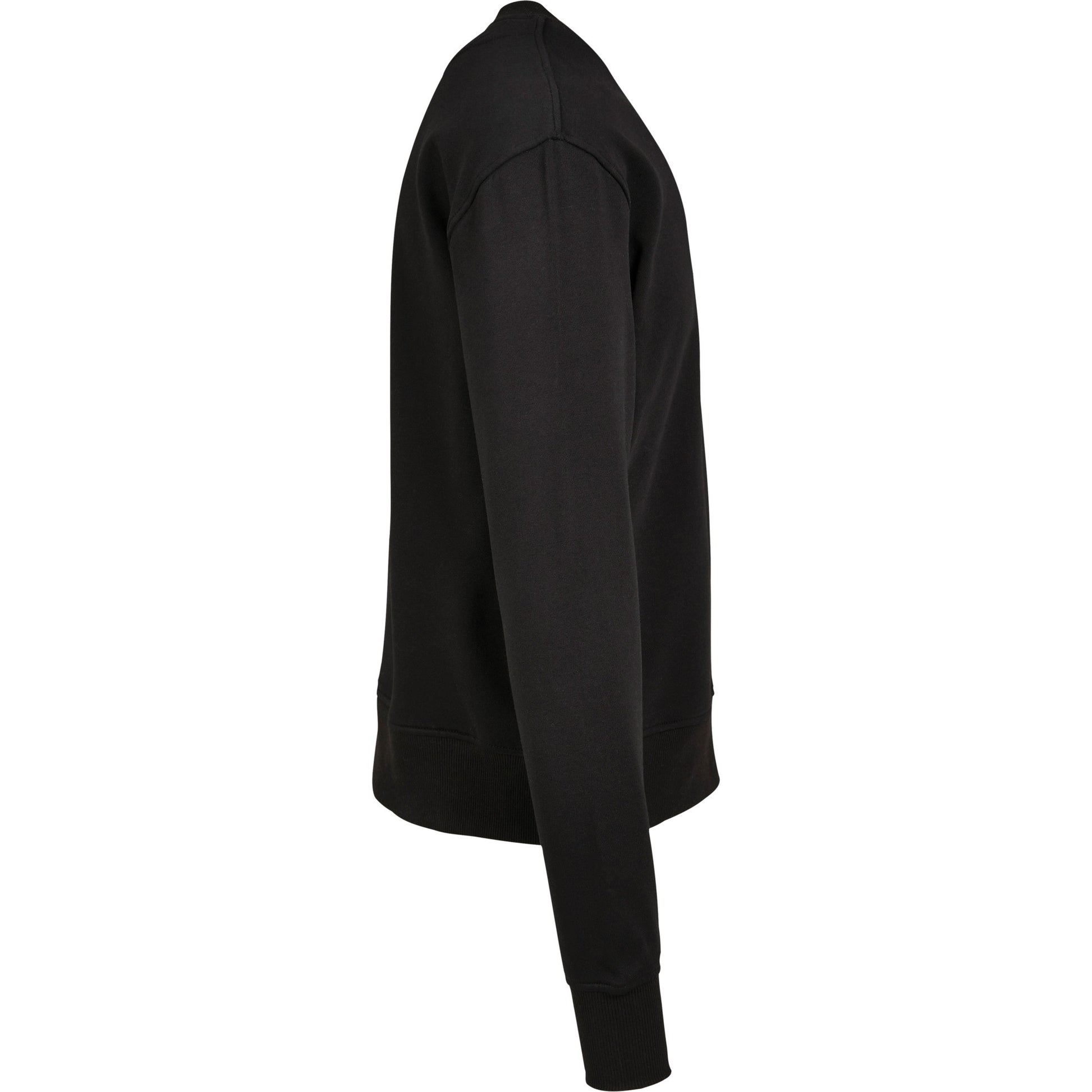 Black - Side - Build Your Brand Unisex Adults Premium Oversize Crew Neck Sweatshirt