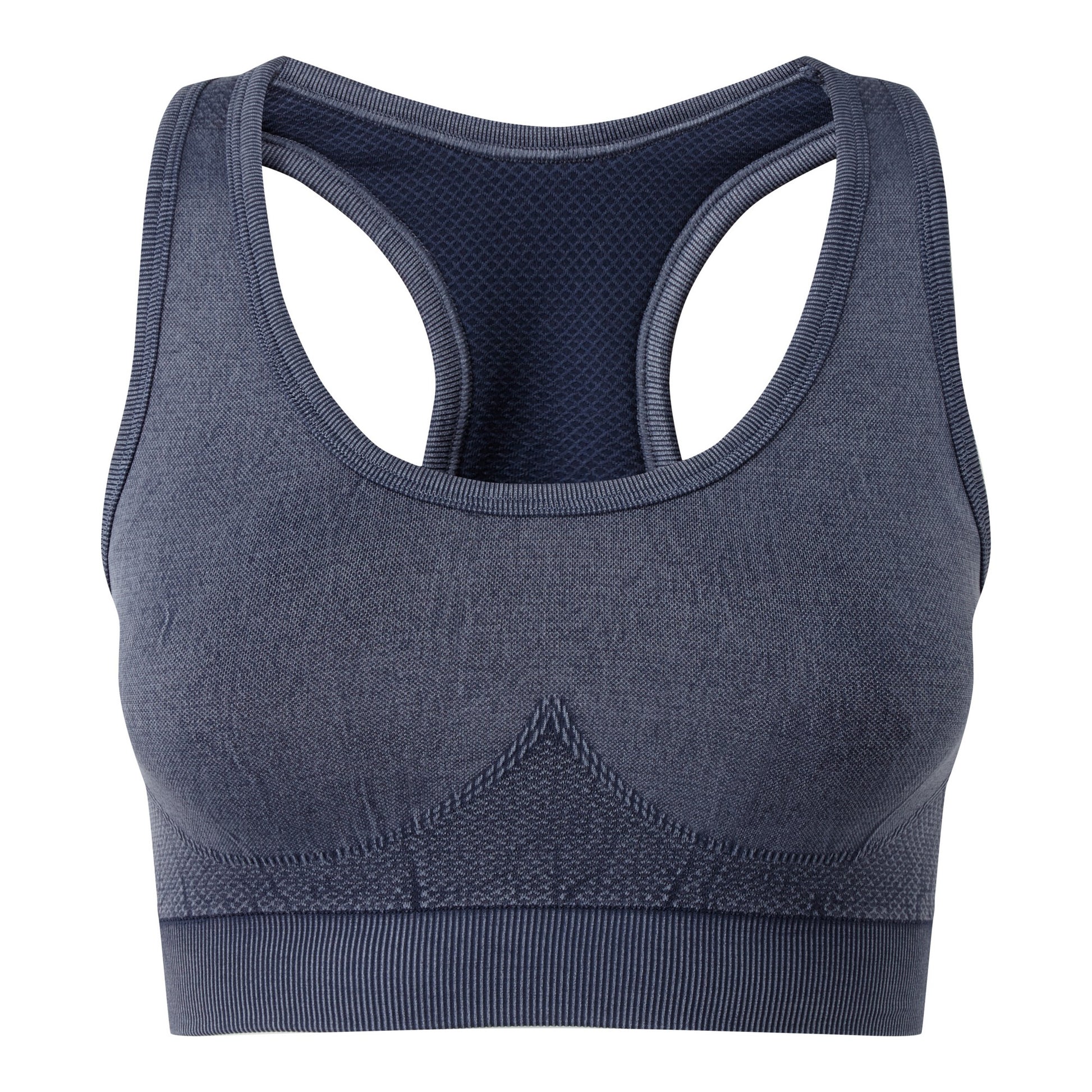 Indigo Denim - Front - TriDri Womens-Ladies Seamless 3D Fit Multi-Sport Denim Look Sports Bra