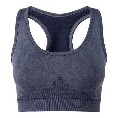 Indigo Denim - Front - TriDri Womens-Ladies Seamless 3D Fit Multi-Sport Denim Look Sports Bra
