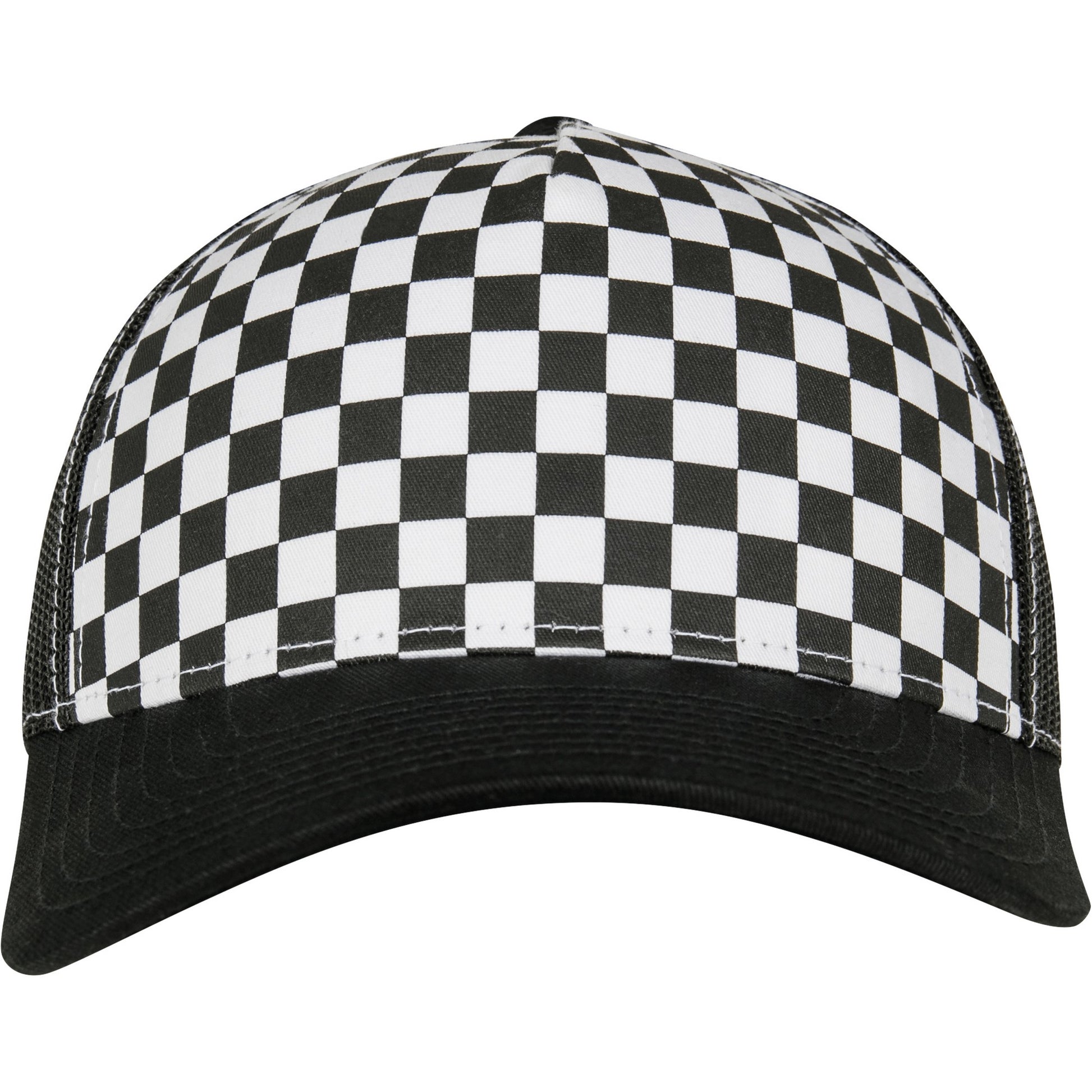 Black-White - Back - Flexfit by Yupoong Checkerboard Retro Trucker Cap