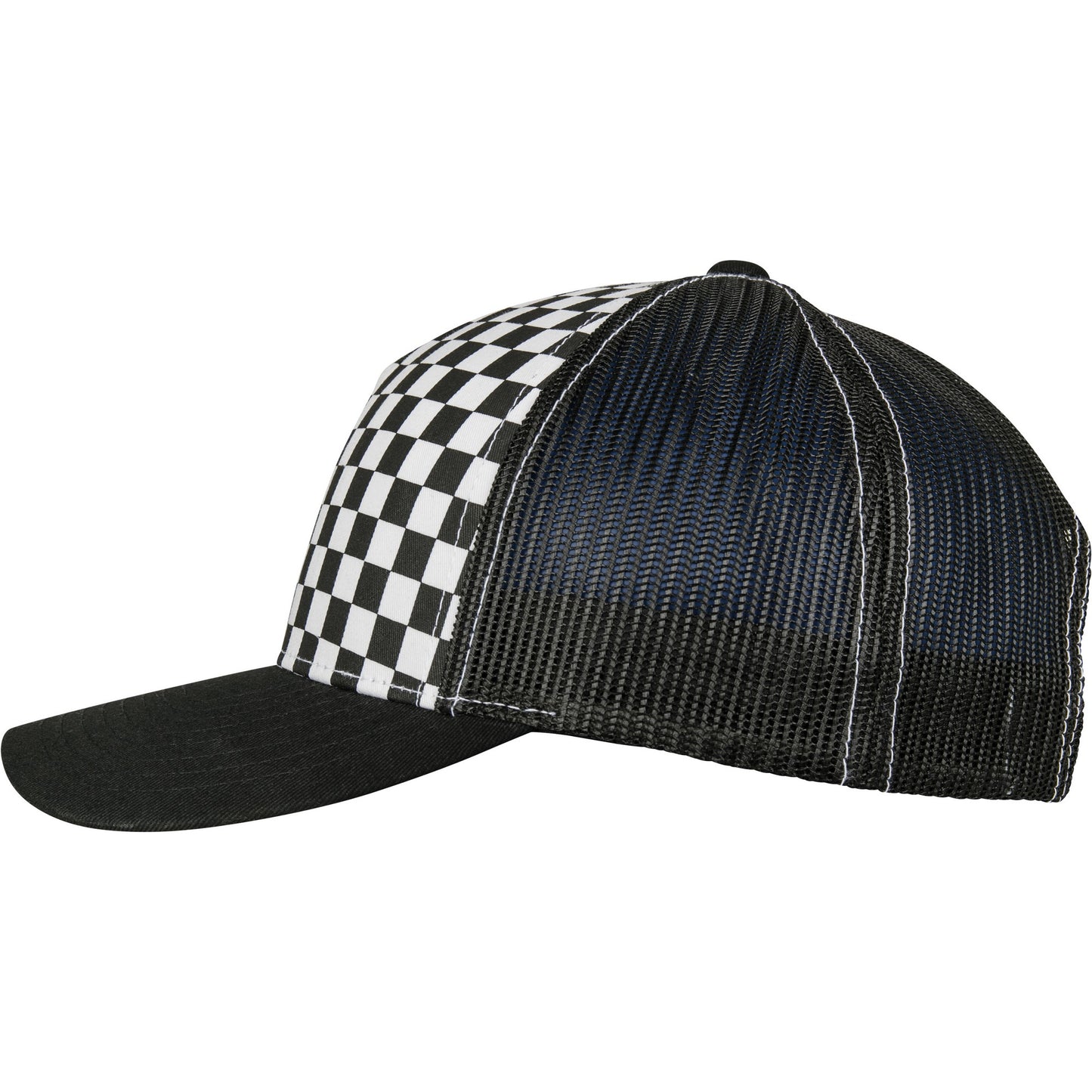 Black-White - Side - Flexfit by Yupoong Checkerboard Retro Trucker Cap
